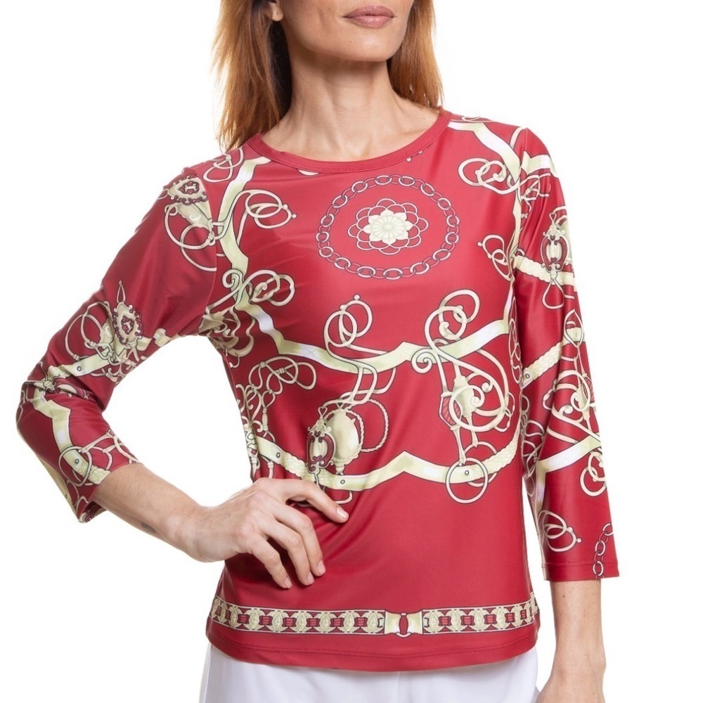 J McLaughlin Catalina Cloth Top Small Equestrian Horsebit Limited Edition Red